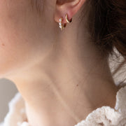 Boucle oreille plaque or zoe blanc glace unite